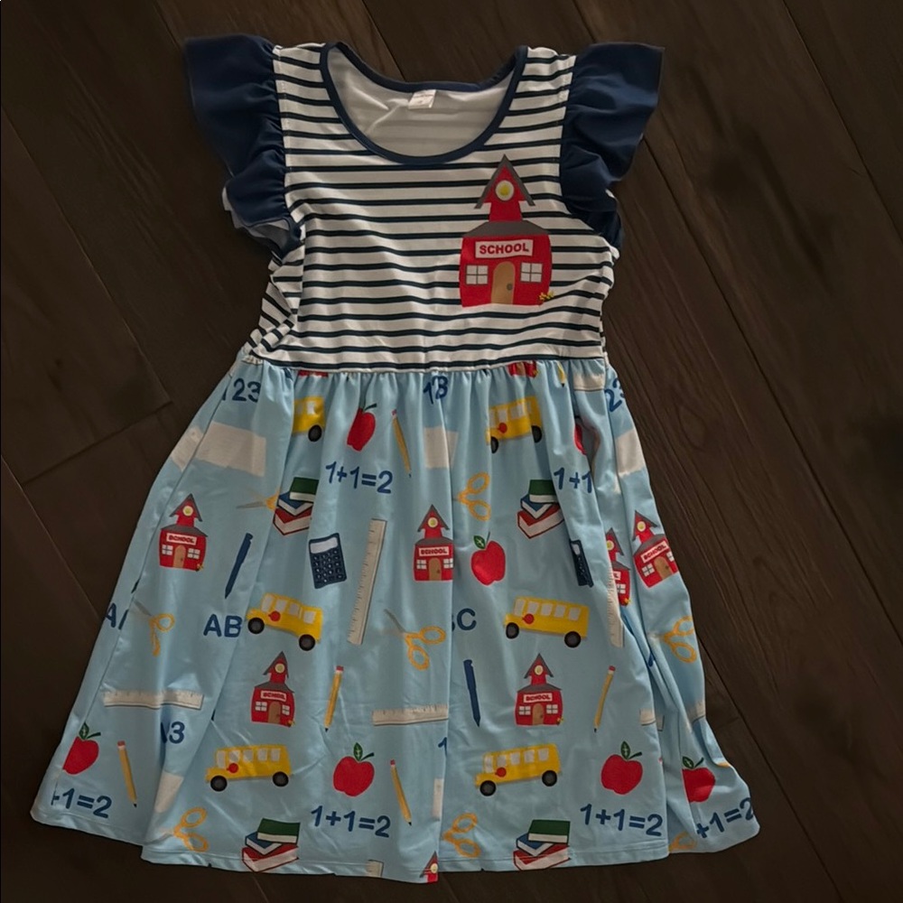 Striped Blue Schoolhouse Kids Dress